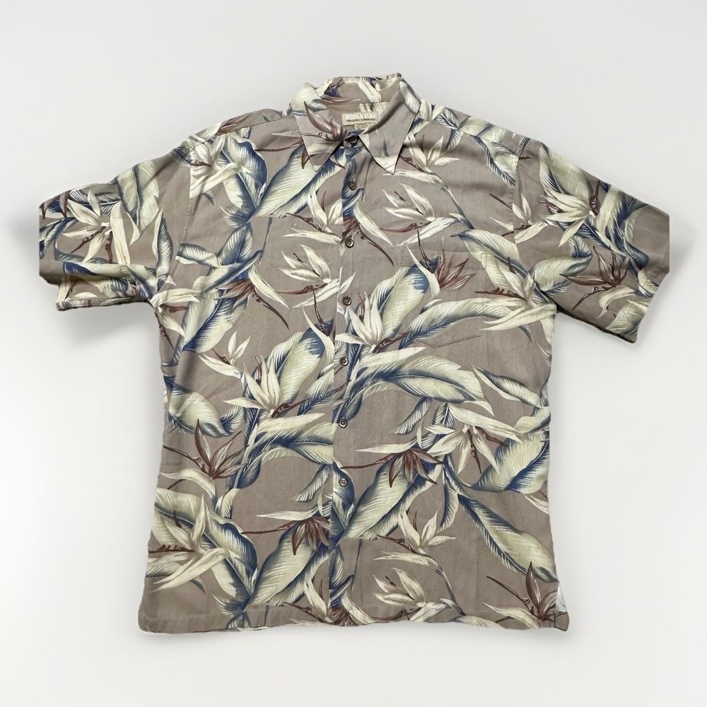 KONA KAI TRADING Men's L HAWAIIAN SHIRT Silk Blend‎  Aloha Large Cruise Vacation